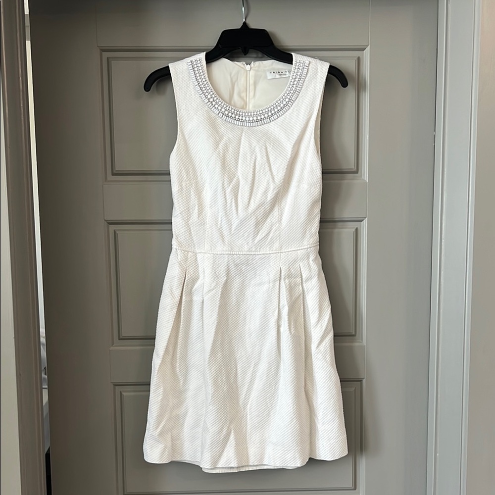 Trina Turk White Dress with Beaded Detail